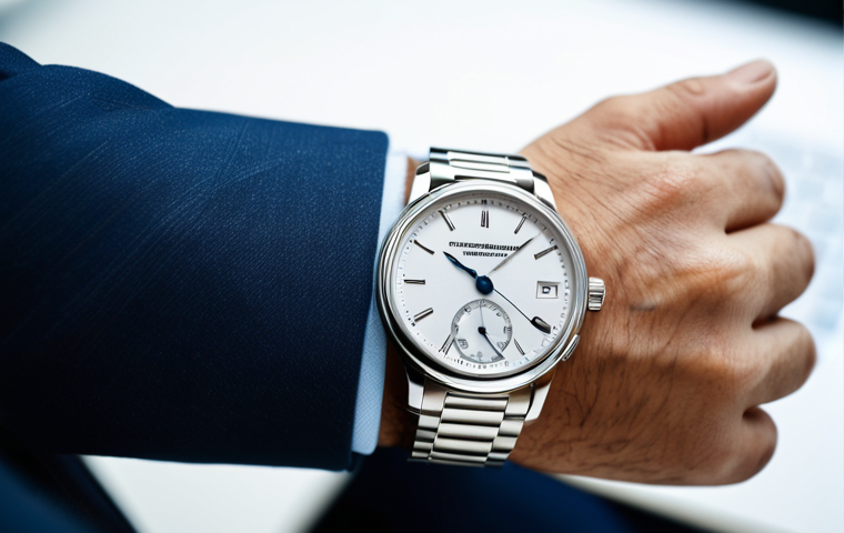 프레드릭 콘스탄트 스마트워치 분석 - Classic Watch on Wrist**
"A close-up shot of a Frederique Constant Smartwatch on a wrist, highlight...