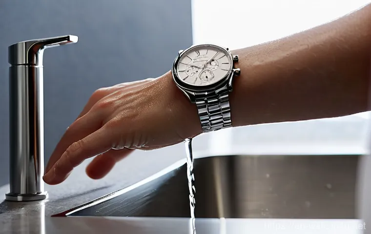 시계 방수 테스트 방법 - Image Prompt 1: Casual Hand Washing with a 30m Water Resistant Watch** 시계 방수 테스트 방법 - Image Prompt 1: Casual Hand Washing with a 30m Water Resistant Watch**