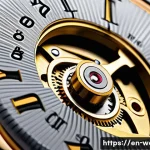 미도 멀티포트 크로노미터 리뷰 - A highly detailed macro photograph of the open case back of a Mido Multifort Chronometer watch. The ...