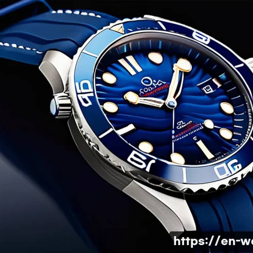 오메가 씨마스터 다이버 300m 리뷰 - A close-up, hyper-realistic image of the Omega Seamaster Diver 300m wristwatch showcasing its 42mm s...