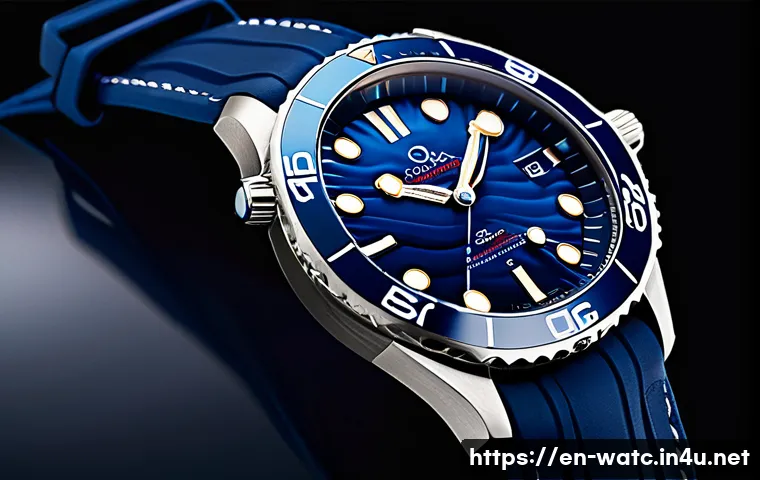 오메가 씨마스터 다이버 300m 리뷰 - A close-up, hyper-realistic image of the Omega Seamaster Diver 300m wristwatch showcasing its 42mm s...