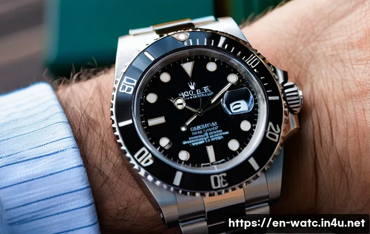 롤렉스 서브마리너 구매 가이드 - A close-up, ultra-detailed image of a Rolex Submariner 126610LN watch on a male wrist, featuring the...